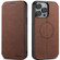 iPhone 14 Suteni J06 Retro Matte Litchi Texture Leather Magnetic Magsafe Phone Case - Brown