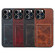 iPhone 14 Denior Retro Back Cover Card Slot Phone Case - Blue