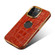 iPhone 14 Denior Crocodile Texture Genuine Leather Electroplating Phone Case - Mocha Brown