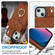 iPhone 14 Rhombic Texture Card Bag Phone Case with Long Lanyard - Brown