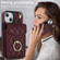 iPhone 14 Rhombic Texture Card Bag Phone Case with Long Lanyard - Wine Red