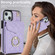 iPhone 14 Rhombic Texture Card Bag Phone Case with Long Lanyard - Light Purple