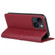 iPhone 14 GEBEI Top-grain Horizontal Flip Leather Phone Case - Wine Red