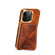 iPhone 14 Denior Oil Wax Leather Electroplating Card Slot Holder Phone Case - Brown