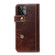 iPhone 14 Denior Oil Wax Cowhide DK Magnetic Button Leather Phone Case - Brown