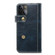 iPhone 14 Denior Oil Wax Cowhide DK Magnetic Button Leather Phone Case - Dark Blue