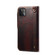 iPhone 14 Denior Oil Wax Cowhide Magnetic Button Genuine Leather Case - Dark Red