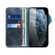 iPhone 14 Denior Oil Wax Cowhide Magnetic Button Genuine Leather Case - Dark Blue