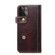 iPhone 14 Denior Oil Wax Cowhide DK Magnetic Button Leather Phone Case - Dark Red