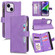 iPhone 14 Plus Litchi Texture Zipper Leather Phone Case - Purple