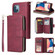 iPhone 14 Plus 9 Card Slots Zipper Wallet Bag Leather Phone Case  - Wine Red
