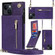 iPhone 14 Plus Cross-body Zipper Square Phone Case with Holder  - Purple