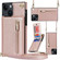 iPhone 14 Plus Cross-body Zipper Square Phone Case with Holder  - Rose Gold