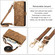 iPhone 14 Plus Geometric Zipper Wallet Side Buckle Leather Phone Case with Crossbody Lanyard - Brown