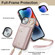 iPhone 14 Plus Zipper Card Bag Phone Case with Dual Lanyard - Rose Gold