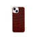 iPhone 14 Plus Nano Electroplating Crocodile Texture Genuine Leather Phone Case - Coffee Brown