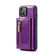 iPhone 14 Plus DG.MING M3 Series Glitter Powder Card Bag Leather Case - Dark Purple