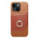 iPhone 14 Plus Fierre Shann Oil Wax Texture Genuine Leather Back Case  - Brown