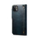 iPhone 14 Plus Denior Oil Wax Cowhide Magnetic Button Genuine Leather Case - Dark Blue