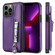 iPhone 13 Pro Max Solid Color Double Buckle Zipper Shockproof Phone Case  - Purple