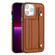 iPhone 13 Pro Max Shockproof Leather Phone Case with Wrist Strap - Brown