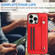 iPhone 13 Pro Max Shockproof Leather Phone Case with Wrist Strap - Red