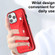 iPhone 13 Pro Max Shockproof Leather Phone Case with Wrist Strap - Red