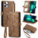 iPhone 13 Pro Max Geometric Zipper Wallet Side Buckle Leather Phone Case - Brown