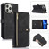 iPhone 13 Pro Max Dream 9-Card Wallet Zipper Bag Leather Phone Case - Black