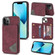 iPhone 13 Pro Max Line Card Holder Phone Case  - Wine Red