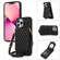 iPhone 13 Pro Max Rhombic Texture RFID Phone Case with Lanyard & Mirror - Black