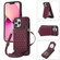 iPhone 13 Pro Max Rhombic Texture RFID Phone Case with Lanyard & Mirror - Wine Red