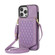 iPhone 13 Pro Max Rhombic Texture RFID Phone Case with Lanyard & Mirror - Purple