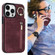 iPhone 13 Pro Max Retro Ring and Zipper RFID Card Slot Phone Case - Wine Red