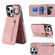 iPhone 13 Pro Max Retro Ring and Zipper RFID Card Slot Phone Case - Pink