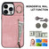 iPhone 13 Pro Max Retro Ring and Zipper RFID Card Slot Phone Case - Pink