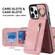 iPhone 13 Pro Max Retro Ring and Zipper RFID Card Slot Phone Case - Pink