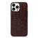 iPhone 13 Pro Max Crocodile Top Layer Cowhide Leather Case  - Coffee