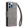 iPhone 13 Pro Max Rivet Buckle 9 Cards Three Fold Leather Phone Case  - Grey