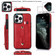 iPhone 13 Pro Max Wristband Kickstand Wallet Leather Phone Case  - Red