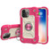 iPhone 13 Pro Max Shockproof Silicone + PC Protective Case with Dual-Ring Holder  - Rose Red