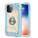 iPhone 13 Pro Max Shockproof Silicone + PC Protective Case with Dual-Ring Holder  - Ice Blue