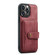 iPhone 13 Pro Max JEEHOOD Anti-theft Brush Magnetic PU + TPU Protective Case with Card Slot  - Red