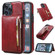 iPhone 13 Pro Max Zipper Wallet Bag PU Back Cover Shockrpoof Phone Case with Holder & Card Slots & Wallet  - Red