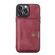 iPhone 13 Pro Max JEEHOOD Retro Magnetic Detachable Protective Case with Wallet & Card Slot & Holder  - Red