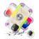 iPhone 13 Pro Max Shockproof Silicone + PC Protective Case with Dual-Ring Holder  - Colorful Beige