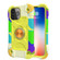 iPhone 13 Pro Max Shockproof Silicone + PC Protective Case with Dual-Ring Holder  - Colorful Yellow Green