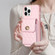 iPhone 13 Pro Max Vertical Metal Buckle Wallet Rhombic Leather Phone Case - Pink
