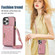 iPhone 13 Pro Max Three-fold RFID Leather Phone Case with Lanyard - Rose Gold