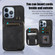 iPhone 13 Pro Max Zipper Card Bag Back Cover Phone Case - Black